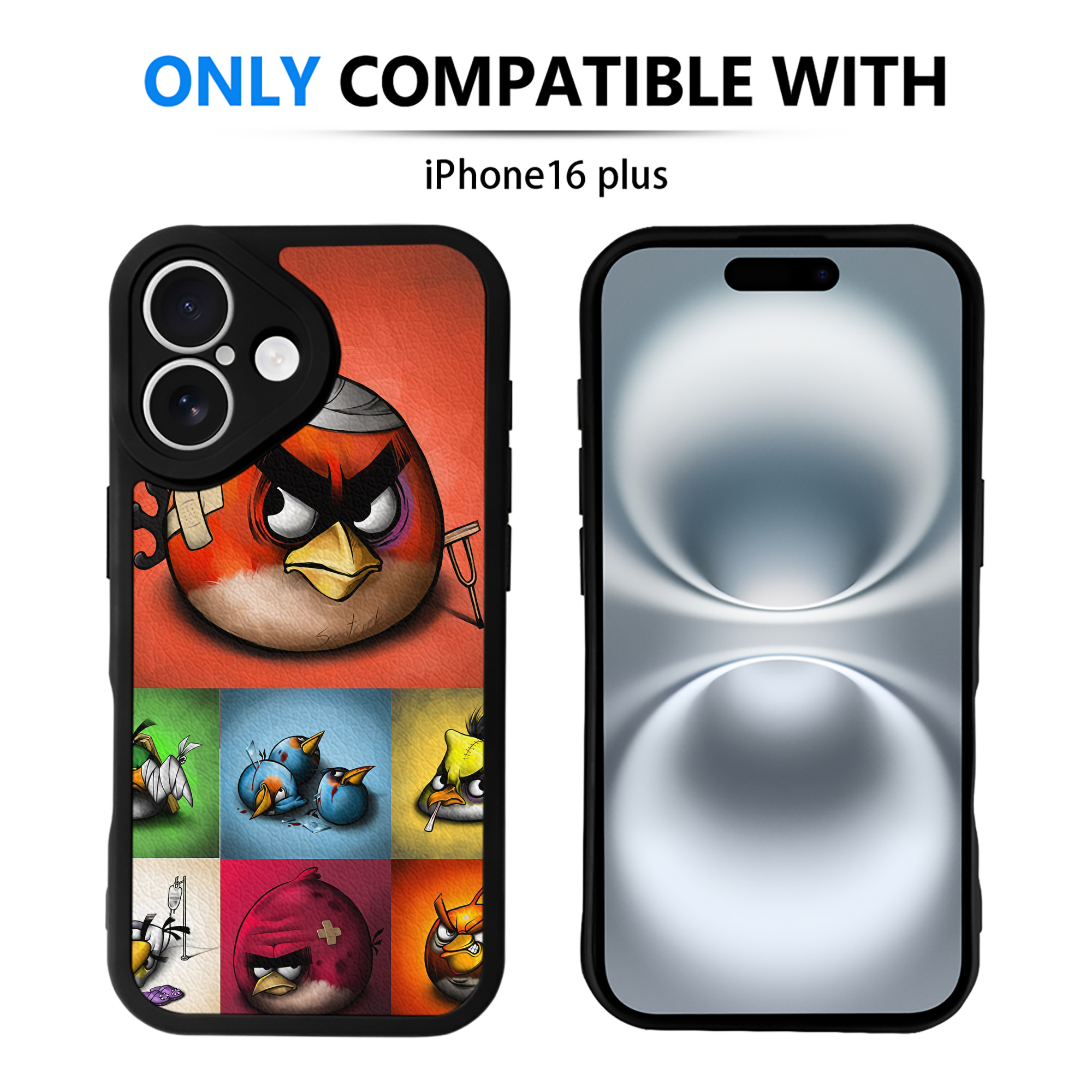（画像用） Angry Birds アングリーバード 【iPhone 16シリーズ対応】シリコンスマホケース（レザー調） 材質：シリコン